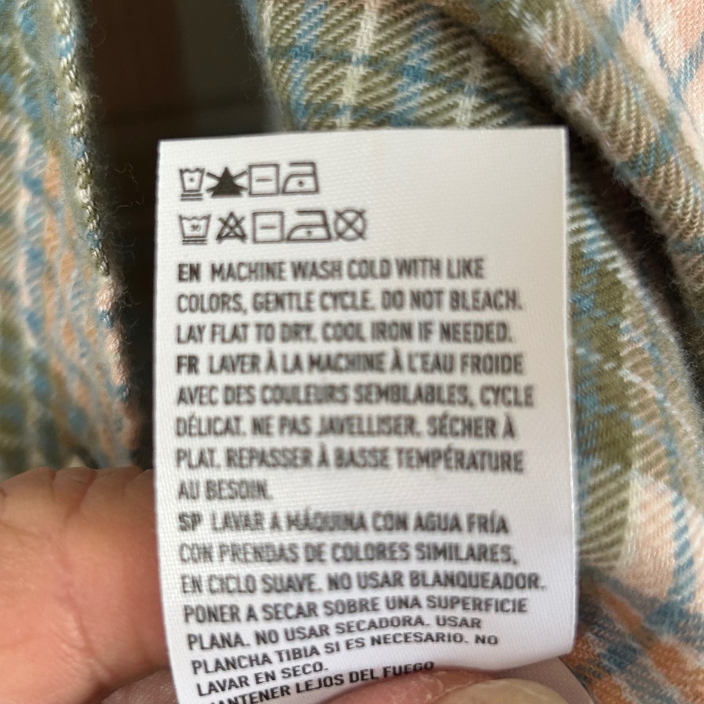 American Eagle Womens Plaid Snap Front Flannel Shirt Blue Pink Green Size M - Picture 5 of 9